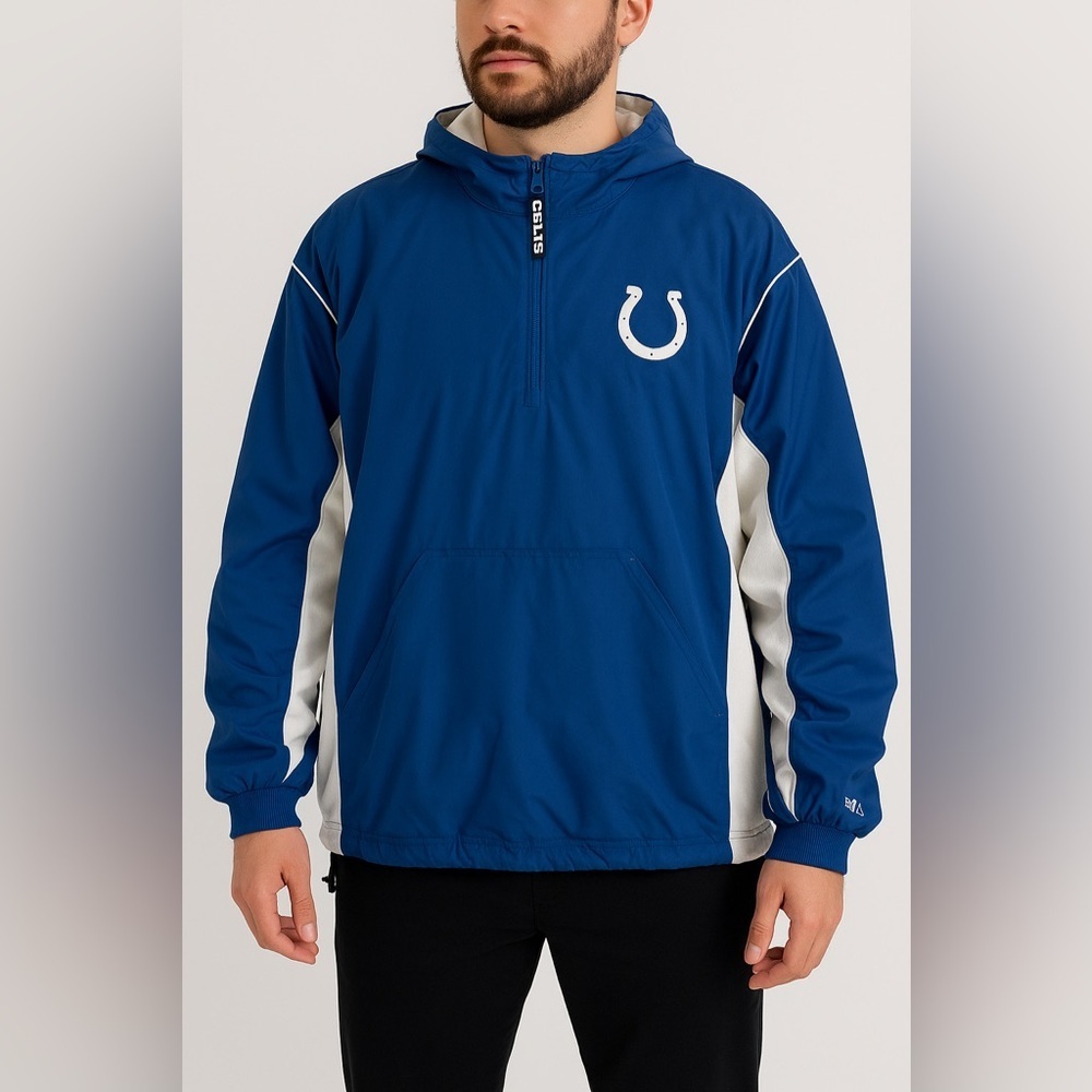 EUC NFL Indianapolis Colts Men’s Reversible Fleece/Windbreaker Pullover Sz 2XL